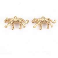 Charm en laiton Cheetah, sans nickel, plaqué or 18K