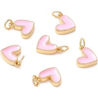 Rack Plating Brass Enamel Heart Charm with Jump Ring — Charms & Pendants