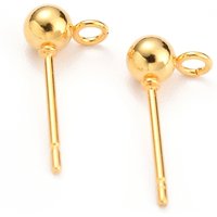 304 Stainless Steel Ball Post Stud Earring Findings with Loop — Jewelry Findings
