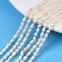 Fils de Perles de Culture d'Eau Douce Naturelles, Riz, Couleur Coquillage — Perles à bijoux