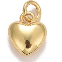 Pendentif en laiton en forme de cœur avec anneau de saut, plaqué or 18K