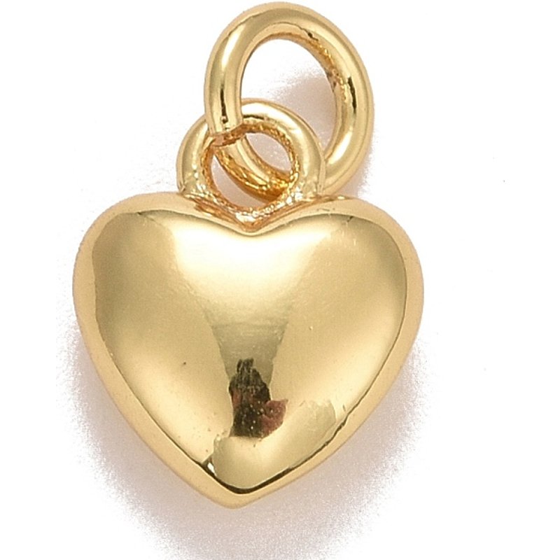 Rack Plating Brass Heart Pendant with Jump Ring, 18K Gold Plated — Charms & Pendants