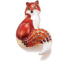 Badge de Renard en Strass, Épinglette en Alliage Émaillé — Broches