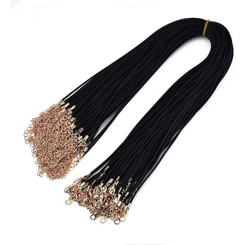 Fabrication de colliers en cordon ciré avec accessoires en fer, noir, 17 pouces — Outils de création de bijoux