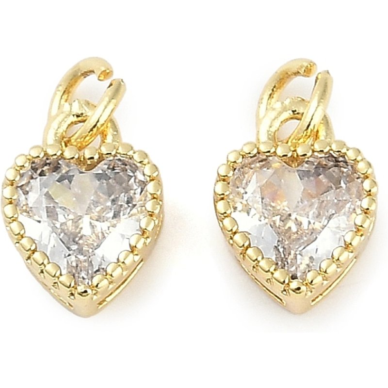 Charm en laiton plaqué or 18K en forme de cœur avec zircon — Breloques et pendentifs