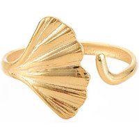 Bague ouverte en acier inoxydable 304 avec feuille de ginkgo pour femmes — Bijoux fantaisie