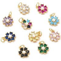 Rack Plating Brass Micro Pave Cubic Zirconia Flower Charm — Charms & Pendants