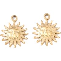 Charm en Acier Inoxydable 304 avec Plaquage en Or 24K, Soleil — Breloques et pendentifs
