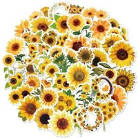 Waterproof PVC Adhesive Stickers - Sunflower Pattern, 50pcs