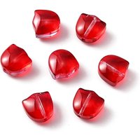 Handmade Lampwork Tulip Beads, Red, 9x9x5.5mm, Hole: 1mm — Jewelry Beads