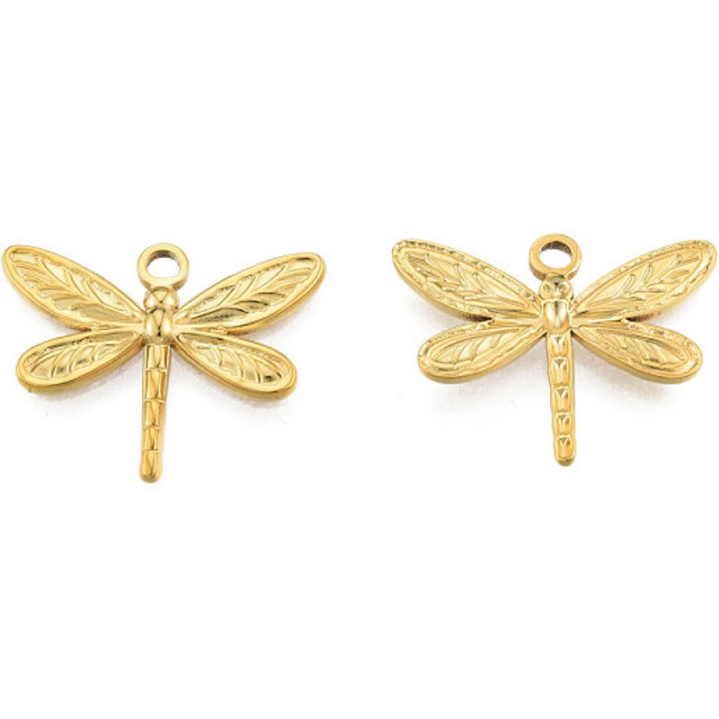 Pendentif Dragonfly en Acier Inoxydable 201, Plaqué Or — Breloques et pendentifs