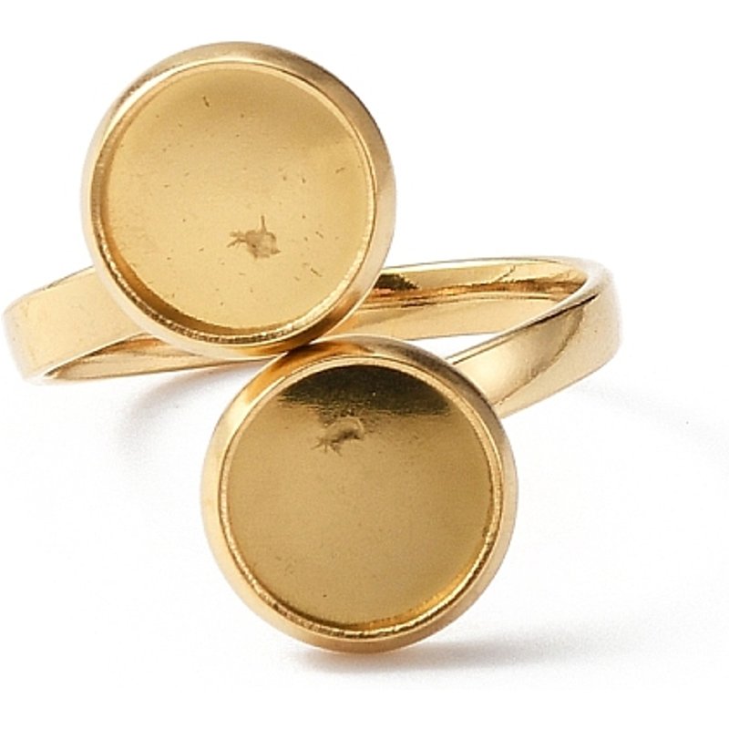 Adjustable 304 Stainless Steel Cuff Ring Components with Double Pad — Jewelry Findings