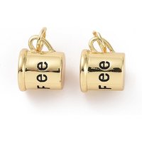 Rack Plating Brass Enamel Coffee Cup Charm with Jump Ring — Charms & Pendants