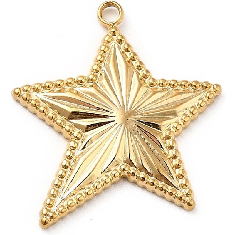 Charms en acier inoxydable 304 avec placage ionique, étoile, plaqué or 18K — Breloques et pendentifs