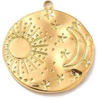 Pendentif en Acier Inoxydable 304 avec Lune et Soleil, 22x21mm