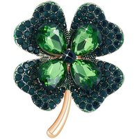Broche en Zircon Cubique en Forme de Trèfle, Alliage Doré — Broches