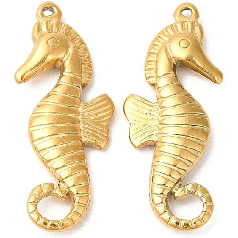Charmes en Acier Inoxydable 304 en Forme de Hippocampe, Plaqué Or 18K — Breloques et pendentifs