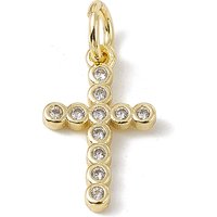 Charms Croix Religieuse en Zircon Cubique Micro Pave en Laiton avec Anneaux