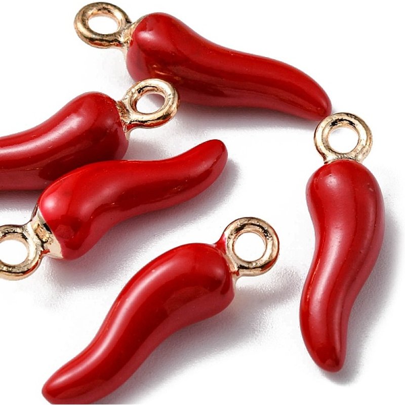 Pendentifs en Émail en Alliage, Or Clair, Charms Corne d'Abondance, Rouge — Breloques et pendentifs