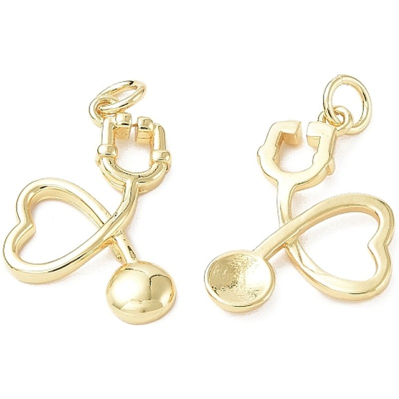 Charmant Pendentif Stéthoscope Écologique, Plaqué Or 18K — Breloques et pendentifs