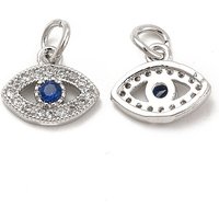 Brass Micro Pave Cubic Zirconia Evil Eye Charms with Jump Ring