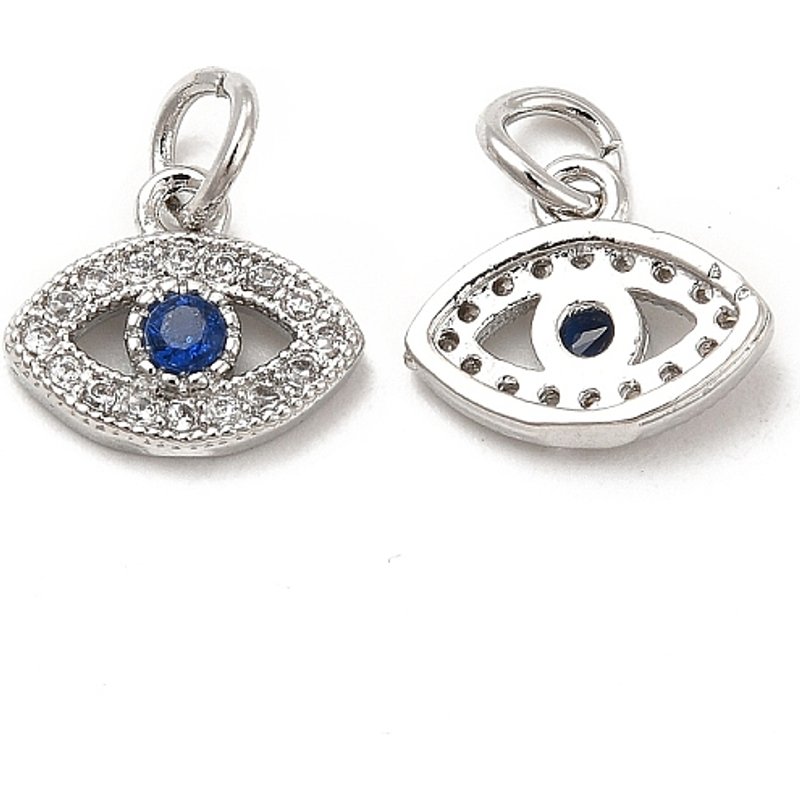 Brass Micro Pave Cubic Zirconia Evil Eye Charms with Jump Ring — Charms & Pendants