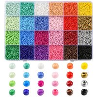 312G 24 Color 12/0 Baking Paint Glass Seed Beads, Round — Jewelry Beads