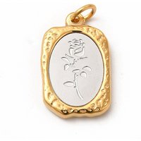 PVD Vacuum Plating 304 Stainless Steel Rectangle Pendant with Rose