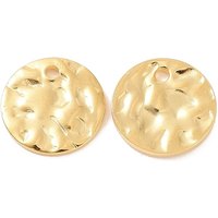 Charms ronds plats texturés en acier inoxydable 304 Ion Plating — Breloques et pendentifs