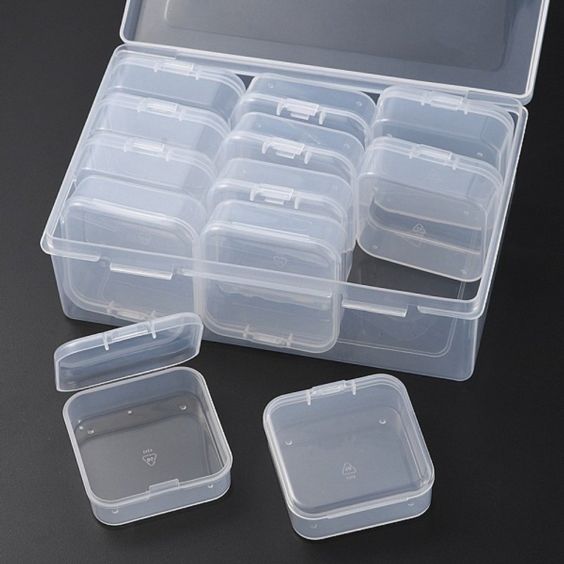 12 Conteneurs de rangement carrés en plastique transparent — Rangement et présentation