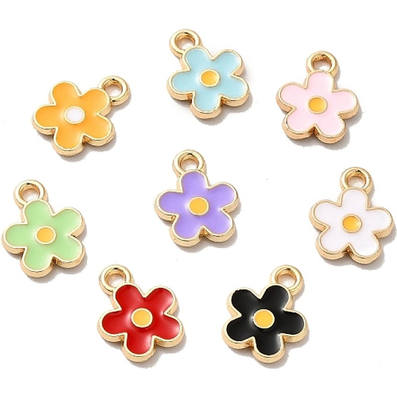 Charms en Émail Alliage Doré, Fleurs Multicolores — Breloques et pendentifs