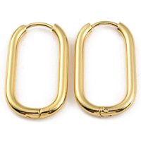 Boucles d'oreilles ovales en acier inoxydable 304, plaquées or 18K — Boucles d'oreilles créoles