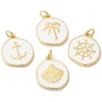 Rack Plating 18K Gold Plated Brass Enamel Pendants