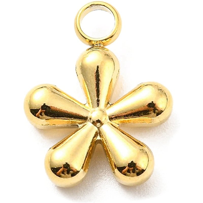 Pendentif en Acier Inoxydable 304, Charm de Fleur, Plaqué Or 14K — Breloques et pendentifs