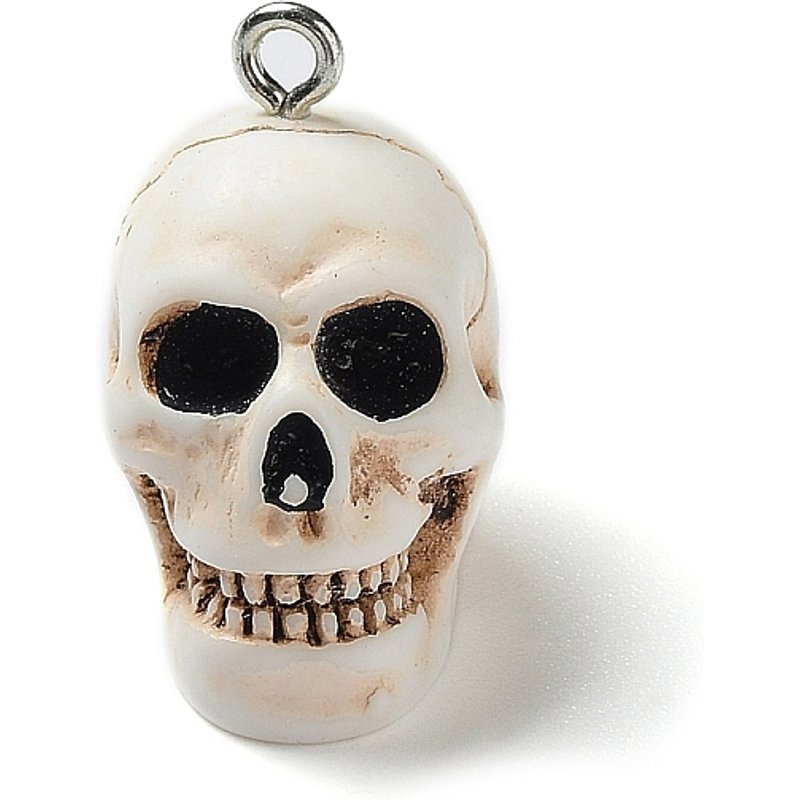 Halloween Skull Charms with Platinum Tone Iron Loops — Charms & Pendants
