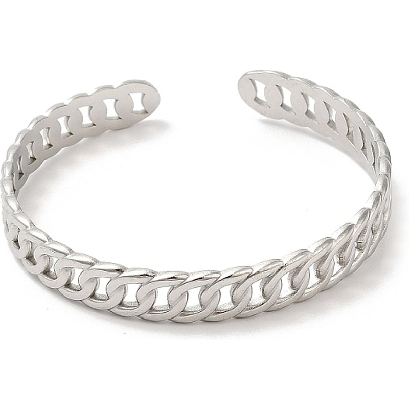 Bracelets Cuff en Acier Inoxydable 304 avec Chaîne Curb pour Femmes — Bracelet Femme