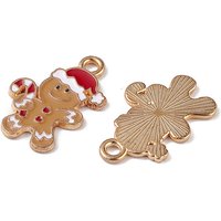 Gingerbread Man Charm - Light Gold Alloy Enamel Pendant — Charms & Pendants