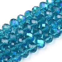 Electroplate Glass Beads Strands, Half Rainbow Plated, Steel Blue — Jewelry Beads