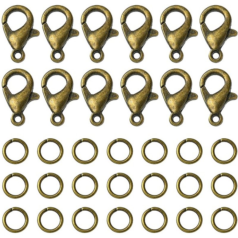 50Pcs Fermoirs à Homard en Alliage de Zinc avec 150 Anneaux Ouvrants en Fer — Accessoires pour bijoux