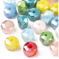 Brins de perles en verre opaque électroplaqué, couleur AB, couleur mixte — Perles à bijoux