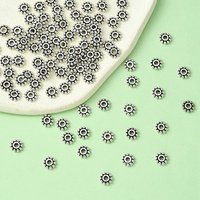 Tibetan Style Alloy Spacer Beads, Antique Silver, 6.5mm Diameter — Jewelry Beads