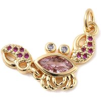 Rack Plating Brass Crab Pendant with Micro Pave Cubic Zirconia