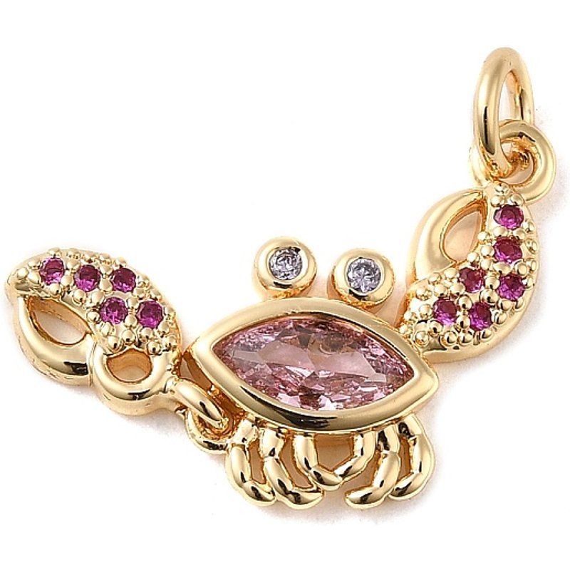 Rack Plating Brass Crab Pendant with Micro Pave Cubic Zirconia — Charms & Pendants