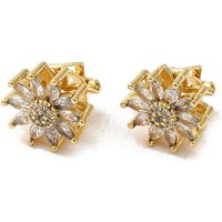 Boucles d'oreilles clips en forme de tournesol plaquées or 18K Rack Plating — Bijoux fantaisie