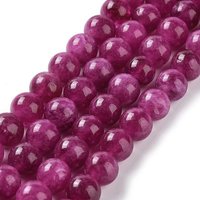 Brins de perles de jade naturel teinté de Malaisie, rond, camélia, 10mm — Perles à bijoux