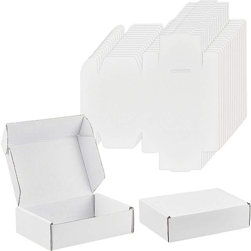 Boîte d'expédition en papier cartonné, boîte de pliage, blanche, 15x10x4cm — Boîte à bijoux