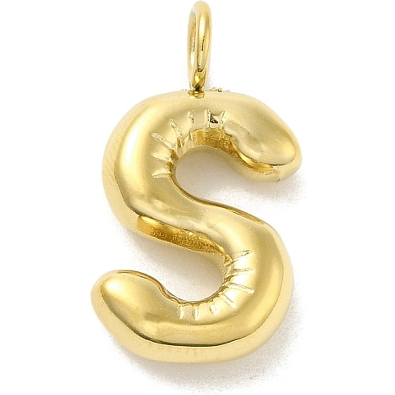 Charm en acier inoxydable 304 avec plaquage en or 14K - Lettre S — Breloques et pendentifs