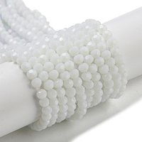 Perles en Verre Opaque Facetées, Rondes, Blanches, 4mm, 87-93pcs/fil — Perles à bijoux