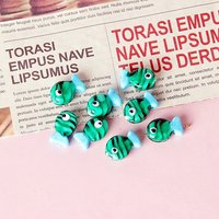 Perles en verre soufflé à la main, Poisson avec motif œil maléfique, Aquamarine