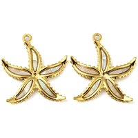 Natural Shell Starfish Charms with 18K Gold Plating